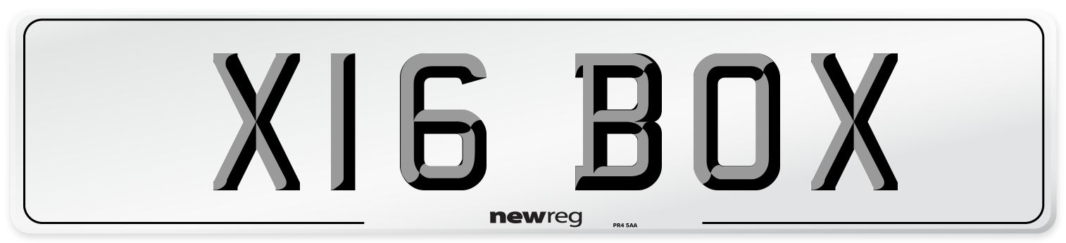 X16 BOX Number Plate from New Reg